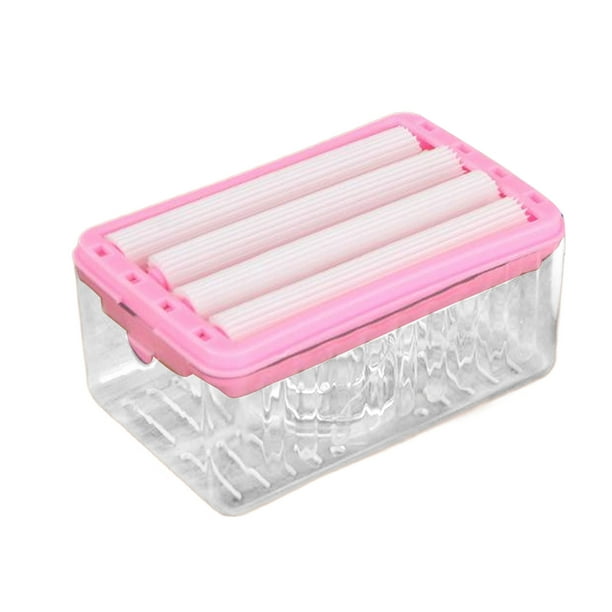 Yuarrent Recipiente para jabón transparente con rodillo para facilitar la eliminación de burbujas y resistente a las caídas en el baño Juegos de accesorios de baño rosa