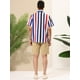 thumbnail image 5 of INSPIRE CHIC Camisa de verano con estampado de rayas arcoíris para hombre, camisas de manga corta con botones Blanco Azul Negro S, 5 of 6