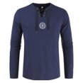 thumbnail image 1 of Camisas s Para Hombre Manga Larga Camisa de lino y algodón a la moda para hombre, camiseta de Yoga étnica de playa de Color sólido de manga larga (Navy, XXL), 1 of 7