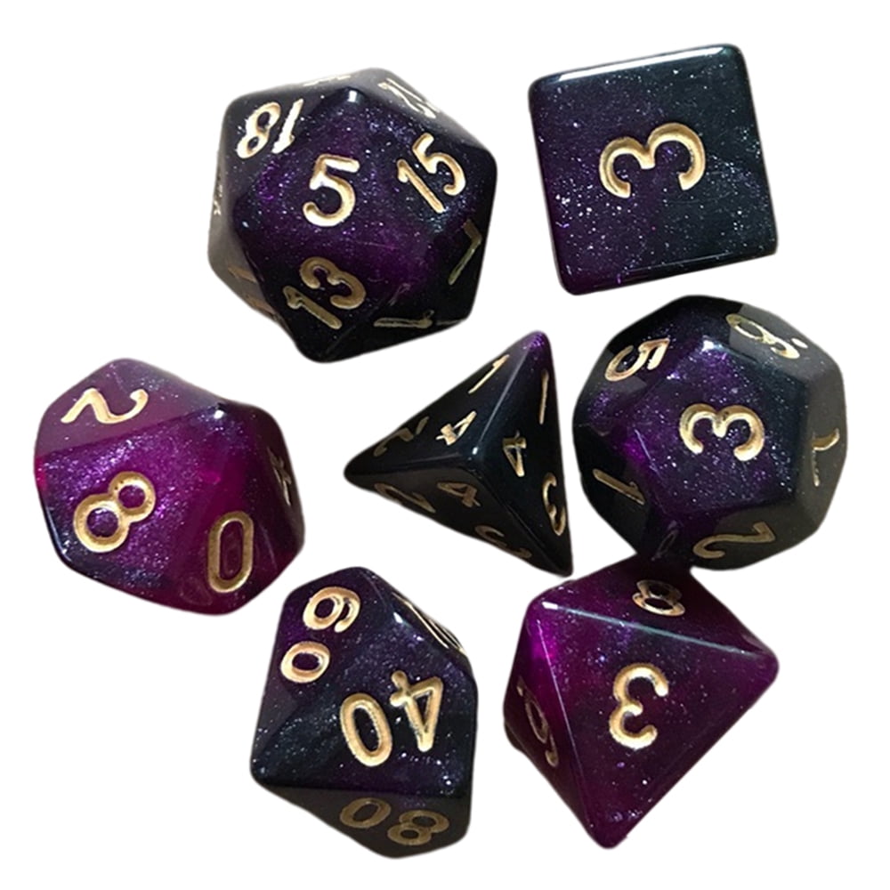 7x Quality Polyhedral Dice D4-D20 TRPG Toy for Dungeons & Dragons Purple B 