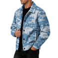 thumbnail image 4 of Havenx Camo Corduroy Jacket for Men Long Sleeve Button Down Shirt Jacket with Pockets Lapel Collar Camouflage Print Coats Casual Western Loose Fit Fall Winter Clothes,Blue M, 4 of 6
