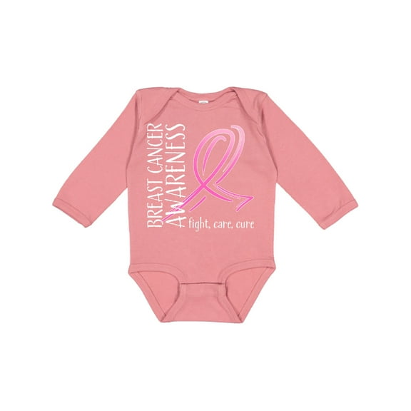 Inktastic Breast Cancer Awareness Fight, Care, Cure Boys or Girls Long Sleeve Baby Bodysuit