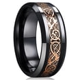 thumbnail image 3 of Wedding Ring For Men or Women 8mm Black Tungsten Band Rose Gold Celtic Knot, 3 of 4