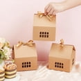 thumbnail image 3 of Cajas de regalo con forma de casa, de 12,5 x 12,5 x 13,5 cm, de papel kraft con cintas, para galletas, panadería y dulces., 3 of 9