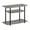 French Oak Grey/Black, variant on Wood TV stand in Americano, Chrome finish, three-tier shelving, media storage