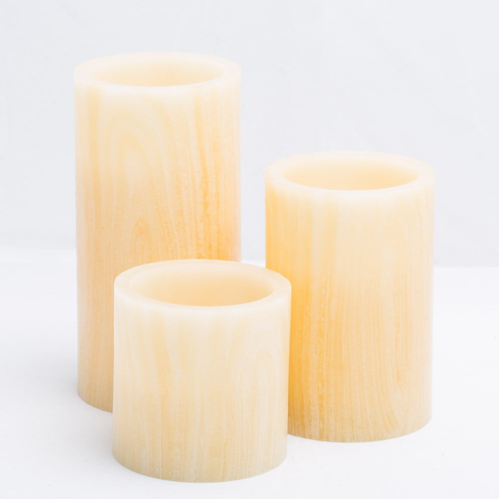 Richland Flameless LED Pillar Candles Birch Set of 3