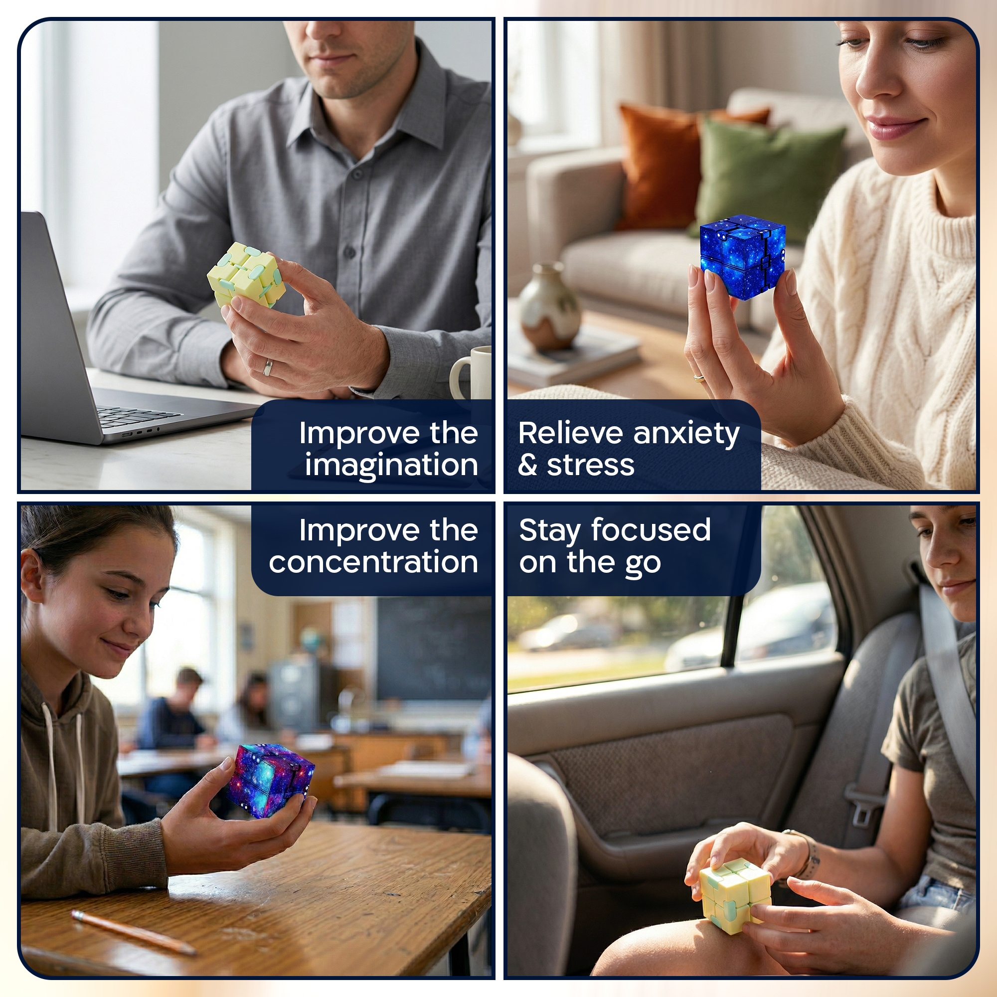 JEEXI Infinity Cube 3 Pack Stress Relief Fidget photo 8