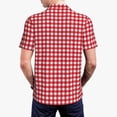 thumbnail image 4 of Balery Red Checkboard Printed Men’s Short Sleeve Polo Shirt, Midweight Men's Shirt,Golf Polo shirts -XX-Large, 4 of 9