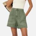 thumbnail image 6 of Only Moment Shorts for Women Polyester,Cotton Quick Dry Lightweight Athletic Running Golf Summer Casual Shorts with Pockets Jean Shorts Womens Stretchy Green,XL, 6 of 9