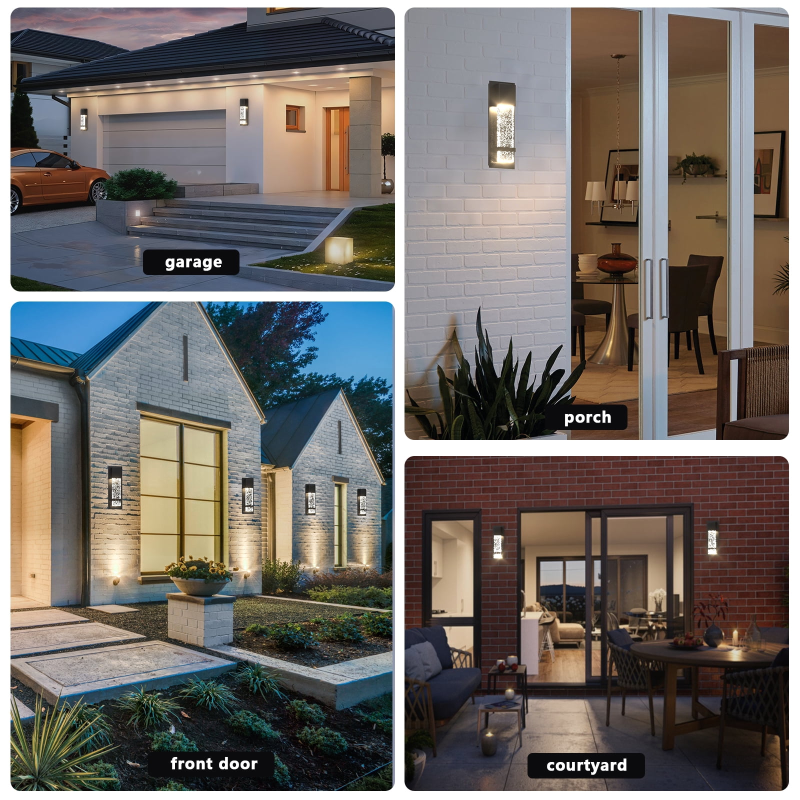 GEYANG Outdoor Wall Light Fixtures with Crystal Bubble Glass, Waterproof Exterior Sconces LED Wall Lanterns, Porch Lights Wall Mounted 11W 3000K Outside Lights for House Front Door Garage Entryway