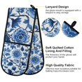 thumbnail image 2 of Yayeee Double Oven Mitt Kitchen Heat Resistant Baking 35" x7" Quilted Glove, Blue Floral Pattern, 2 of 6