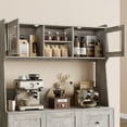 thumbnail image 6 of Studyset 67" Tall Kitchen Hutch Storage Cabinet, Kitchen Pantry Cabinet with Storage, Buffet Cabinet with Countertop for Microwave Stand, Tall Sideboard Storage Hutch Cabinets with LED, 3 Drawers & Ad, 6 of 8