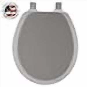Mayfair Cameron Silver Toilet Seat, Non Slip Heavy Duty Wood, Easy Clean, Made in USA, Round