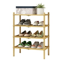 4 Tier Bamboo Shoe Rack，Narrow Shoe Shelf for Closet，10 Pairs Shoe Storage Organizer for Entryway，Natural