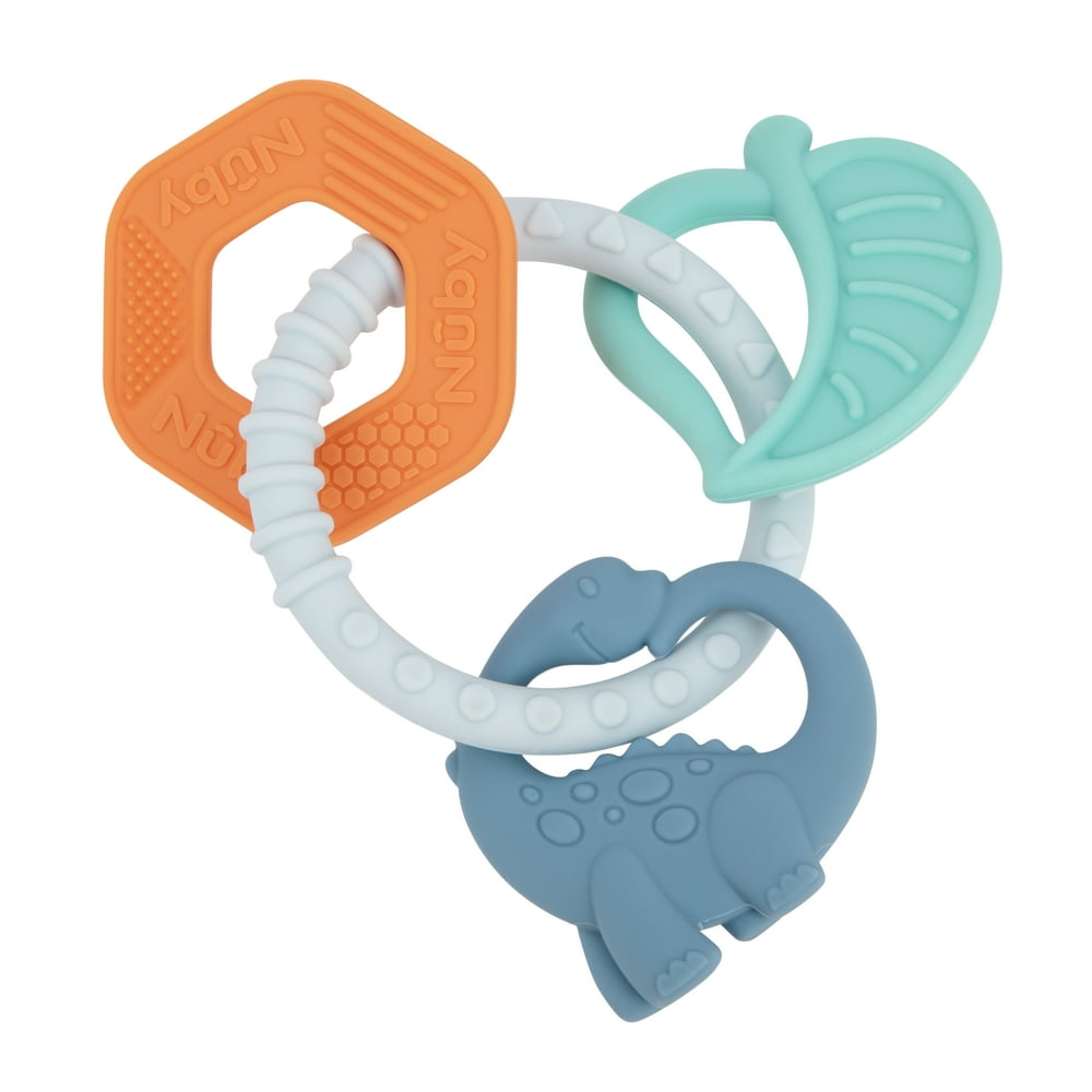 Nuby Chewy Charms Silicone Teether Ring Dinosaur