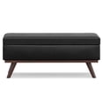 thumbnail image 4 of Simpli Home Owen Lift Top Large Coffee Table Ottoman, Mid Century Design with Storage, Distressed Black Faux Leather, 4 of 10