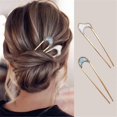 thumbnail image 1 of Fashion Retro U Shape Hairpin For Women Gilrs Simplicity Metal U Sticks French Style Stick Hair Fork Hairstyle Hair Bun Maker, 1 of 5