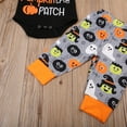 thumbnail image 5 of 3PCS Newborn Baby Boy Girl Clothes set Autumn Pumpkin Halloween Romper+Cartoon Pants+Hat Outfit Set, 5 of 5