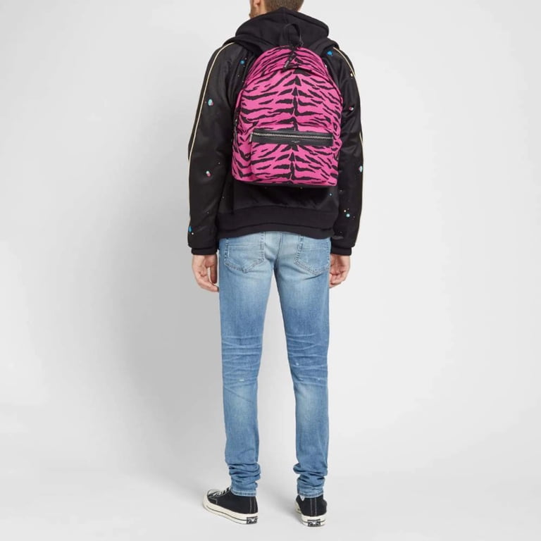New Saint Laurent Unisex Pink Zebra City Backpack 543967  display picture 2