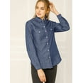 thumbnail image 3 of INSPIRE CHIC Women's Point Collar Long Sleeve Button Down Polka Dots Shirt, 3 of 4