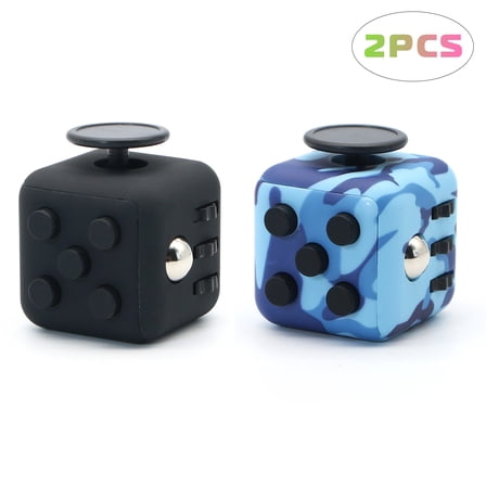Appash Fidget Cube Stress Anxiety Pressure Relieving Toy Great for Adults and Children[Gift Idea][Relaxing Toy][Stress Reliever][Soft Material](1Black&1Camo)