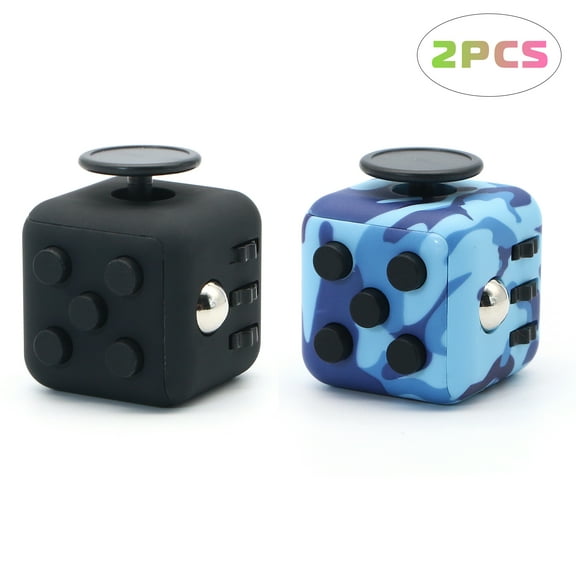 Appash Fidget Cube Stress Anxiety Pressure Relieving Toy Great for Adults and Children[Gift Idea][Relaxing Toy][Stress Reliever][Soft Material](1Black&1Camo)