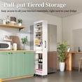 thumbnail image 2 of Slim Pull-Out Kitchen Cart with 7 Tiers, Narrow Rolling Storage Cabinet for Next to Fridge, Tall 7-Tier Organizer Rack with Black Handles & Wheels White, 2 of 9