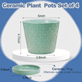 thumbnail image 6 of BUYMAX 5 inch Teal Ceramic Plant Pots with Drainage Holes & Saucers, 4-Pack for Herbs, Cactus, Succulents, Home Office Decor, 6 of 11