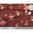 thumbnail image 2 of Soimoi Cotton Duck Fabric Leaves & Begonia Floral Print Fabric by The Yard 56 Inch Wide, 2 of 3