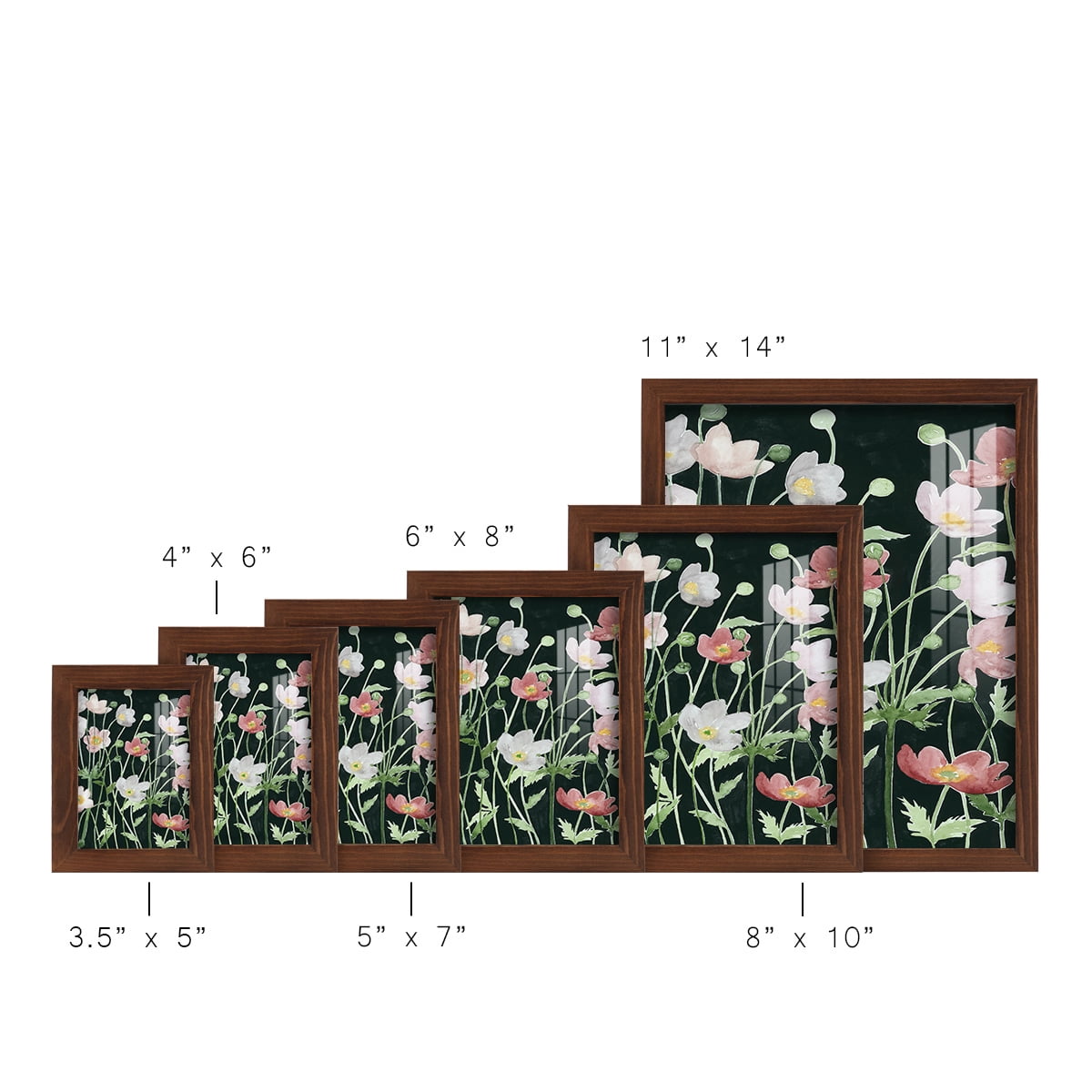 Anemone Dance I -Framed Print w/glass-Chestnut