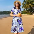 thumbnail image 4 of Vsdgher Papillons pour Femmes Été 2025 Robes Midi Maxi Décontractées Légères Manches Courtes Col Rond Robe de Plage, 4 of 6