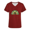 thumbnail image 4 of lcziwo Lucky Clover Rainbow Shirts for Women 2025 St Patrick's Day Short Sleeve Irish Shirts Loose Fit V-Neck Scrubs Tops with Pockets Red XXL Sales of The Week, 4 of 7