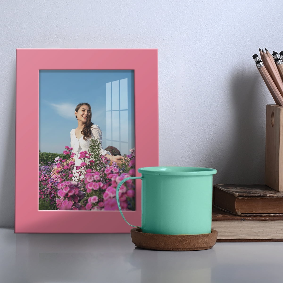 Modern Real Wood 3.5x5 inch Picture Frame in Hot Pink