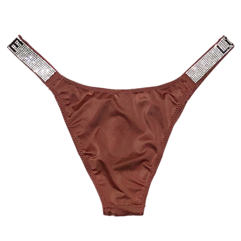 Eleanos Women Sexy Workout Rhinestone Low Waist Panties