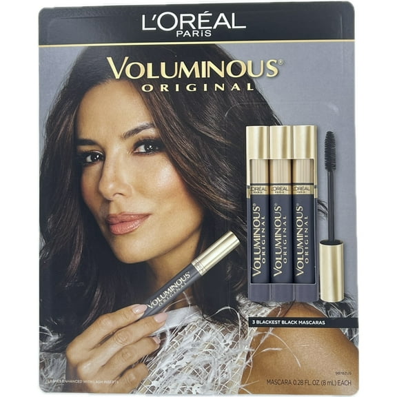 L'Oreal Paris Voluminous Original Black Mascara, 0.28 Fluid Ounce (Pack of 3)