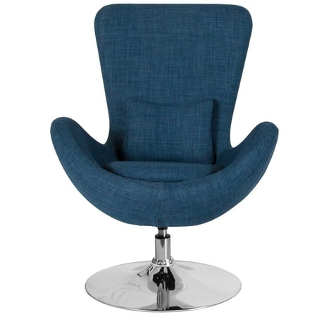 Flash Furniture - Egg Series Side Reception Chair with Bowed Seat - Blue Fabric