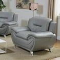 thumbnail image 4 of Cosmic Homes Gilan 3-Piece Faux Leather Living Room Furniture Set – Sofa, Loveseat & Chair – Modern Grey Upholstery, 4 of 7