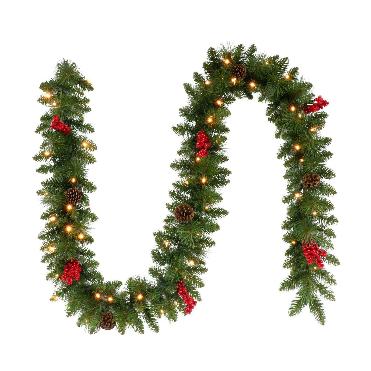 Holiday Time 9' Pre-lit Lexington Christmas Garland, Green