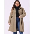 thumbnail image 2 of DARING DIVA Women's Plus Size Long Sleeve Utility Overcoat 3X Light Brown, 2 of 6