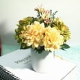 thumbnail image 4 of Enova Home Artificial Daisy and Mixed Silk Flowers Arrangement in White Ceramic Vase (Green Yellow), 4 of 4