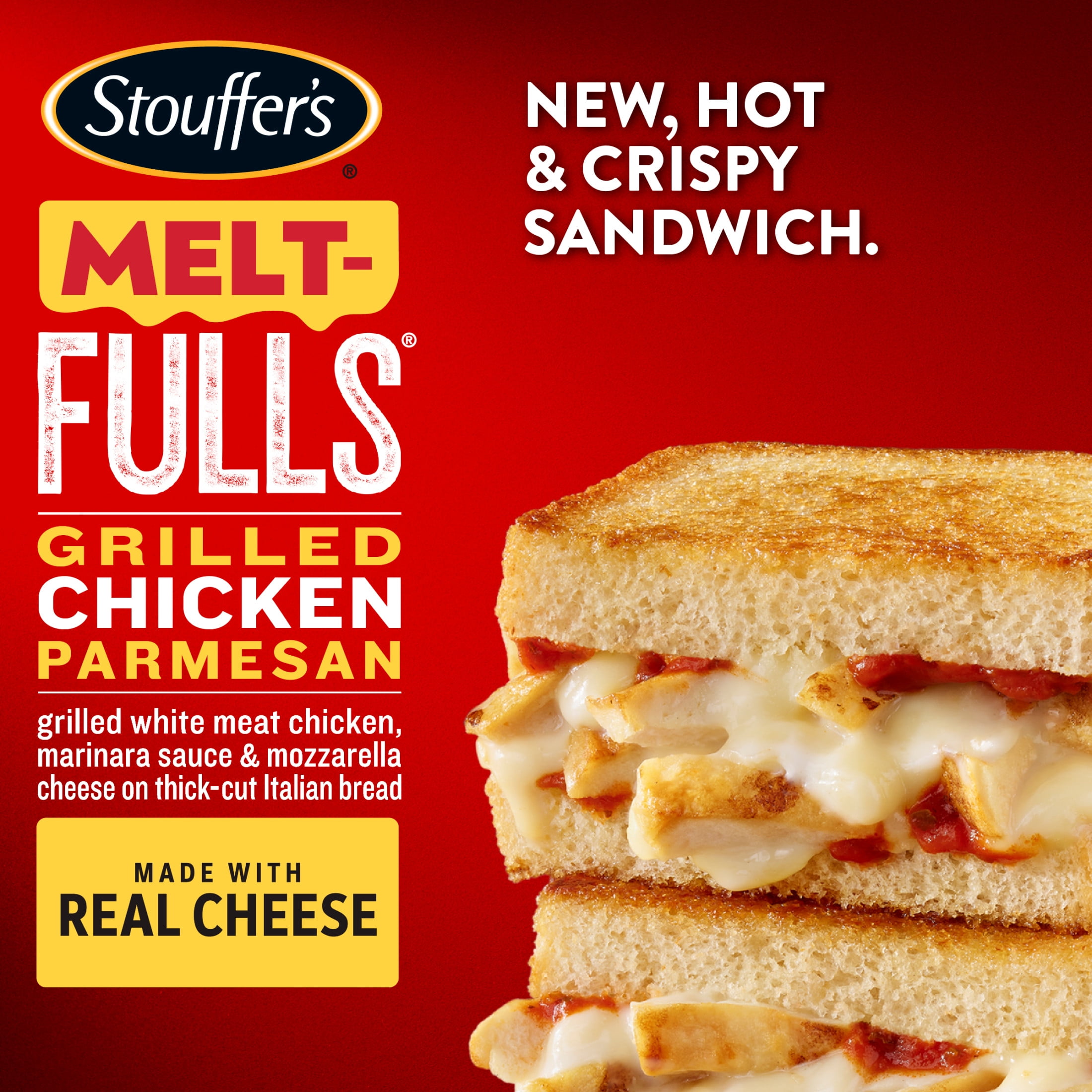 Stouffer’s Melt-FULLS Chicken Parmesan Frozen Sandwich High Protein Air Fryer Lunch, 6.6 oz