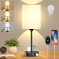 thumbnail image 1 of JSXing - L&aacute;mpara De Dormitorio, L&aacute;mpara De Mesilla De Noche Con Usb C Y A Puertos, Tirar De La Cadena L&aacute;mpara De Mesa Con Toma De Ca, Blanco L&aacute;mpara De Mesi, 1 of 7