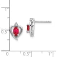 thumbnail image 4 of Solid 14k White Gold Ruby and Diamond Heart Post Earrings - 17mm, 4 of 5