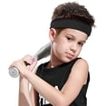 thumbnail image 4 of Diademas Bandas para el sudor atléticas Diadema deportiva para niñas y niños Diadema elástica que absorbe la humedad para niños y adolescentes, negro, 4 of 4