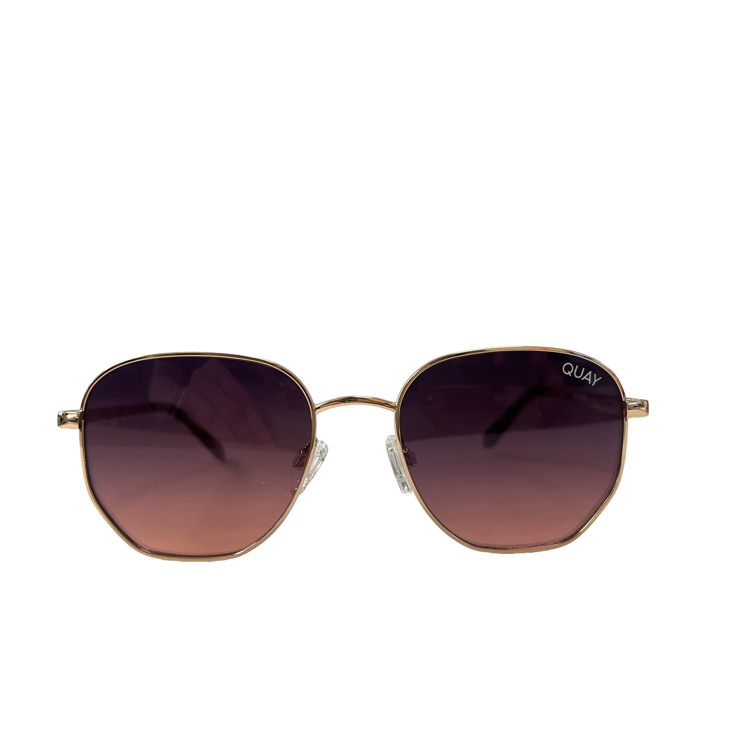 Quay Australia Big Time Round Sunglasses Rose Navy Peach