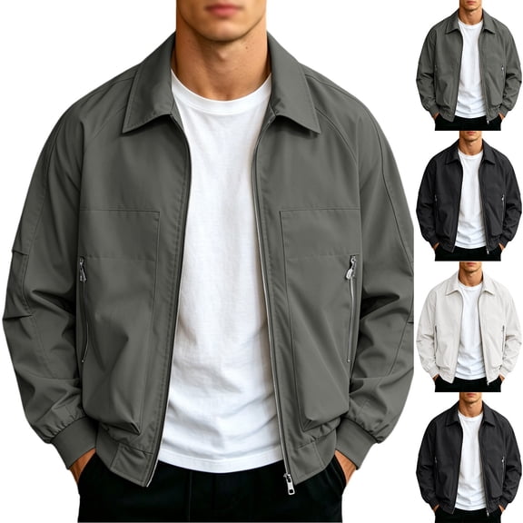 Abomasnow Mens Lightweight Jackets Casual Stylish Windbreakers for Men Light Track Jacket Laydown Collar Fall Golf Coats with Pockets