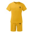 thumbnail image 2 of Summer Men's 2-Piece Set, Short Sleeve Tee and Shorts, Sports and Leisure Trendy Outfit For Spring Summer Vacation and Casual Wear,Dark Purple,5XL, 2 of 5
