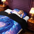 thumbnail image 3 of Manfei Traditional Dragon Animals Twin Comforter Sets,Fantasy Starry Sky Bedding Set,Blue Pink,Black Reversible,2-Piece,1 Comforter and 1 Pillowcase, 3 of 7