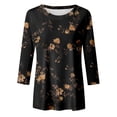 thumbnail image 4 of Womens Long Sleeve T Shirts Casual Crewneck Floral Print Fall Winter Tops Blouses, 4 of 4