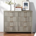 thumbnail image 4 of OAKHAM Fluted 8 Drawer Dresser, Wide Dresser TV Stands for Bedroom, Living Room, Gray Oak, 4 of 7